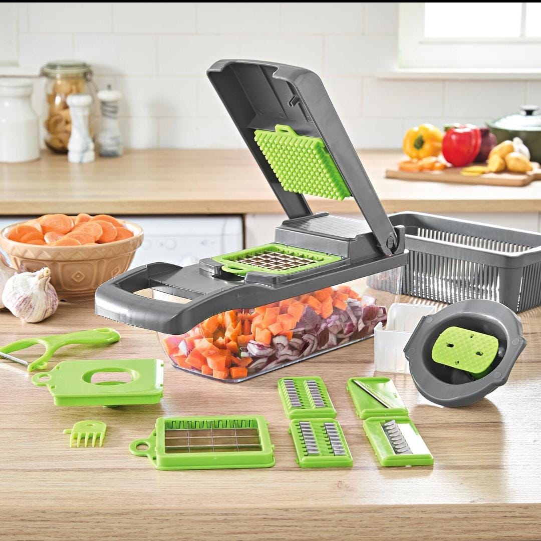 Multifunction Vegetable Chopper | 12-in-1 Manual Food Chopper, Vegetable Cutter & Slicer | Kitchen Cutting Tool