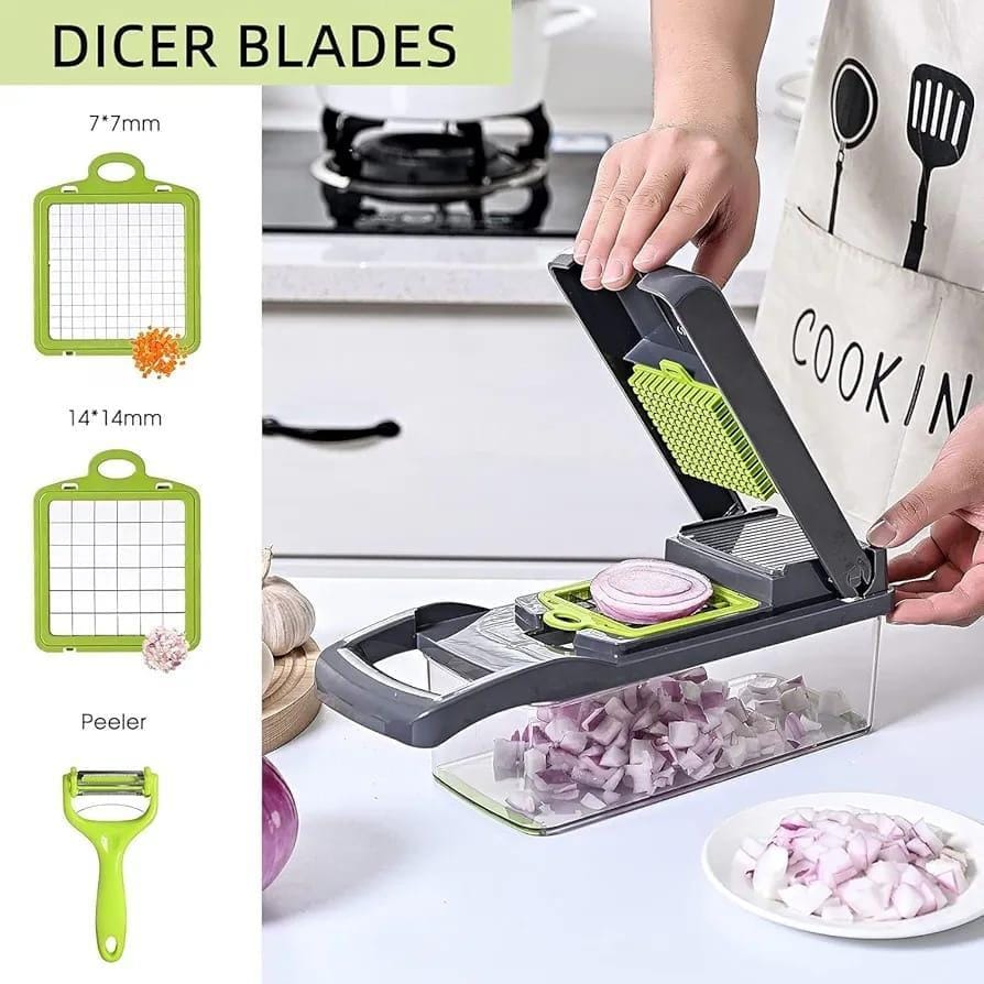 Multifunction Vegetable Chopper | 12-in-1 Manual Food Chopper, Vegetable Cutter & Slicer | Kitchen Cutting Tool