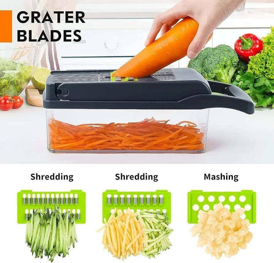 Multifunction Vegetable Chopper | 12-in-1 Manual Food Chopper, Vegetable Cutter & Slicer | Kitchen Cutting Tool