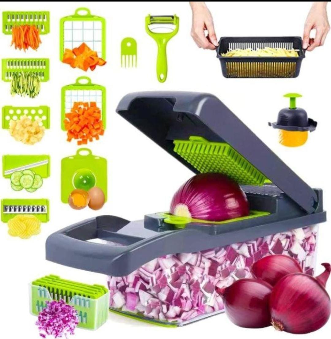 Multifunction Vegetable Chopper | 12-in-1 Manual Food Chopper, Vegetable Cutter & Slicer | Kitchen Cutting Tool