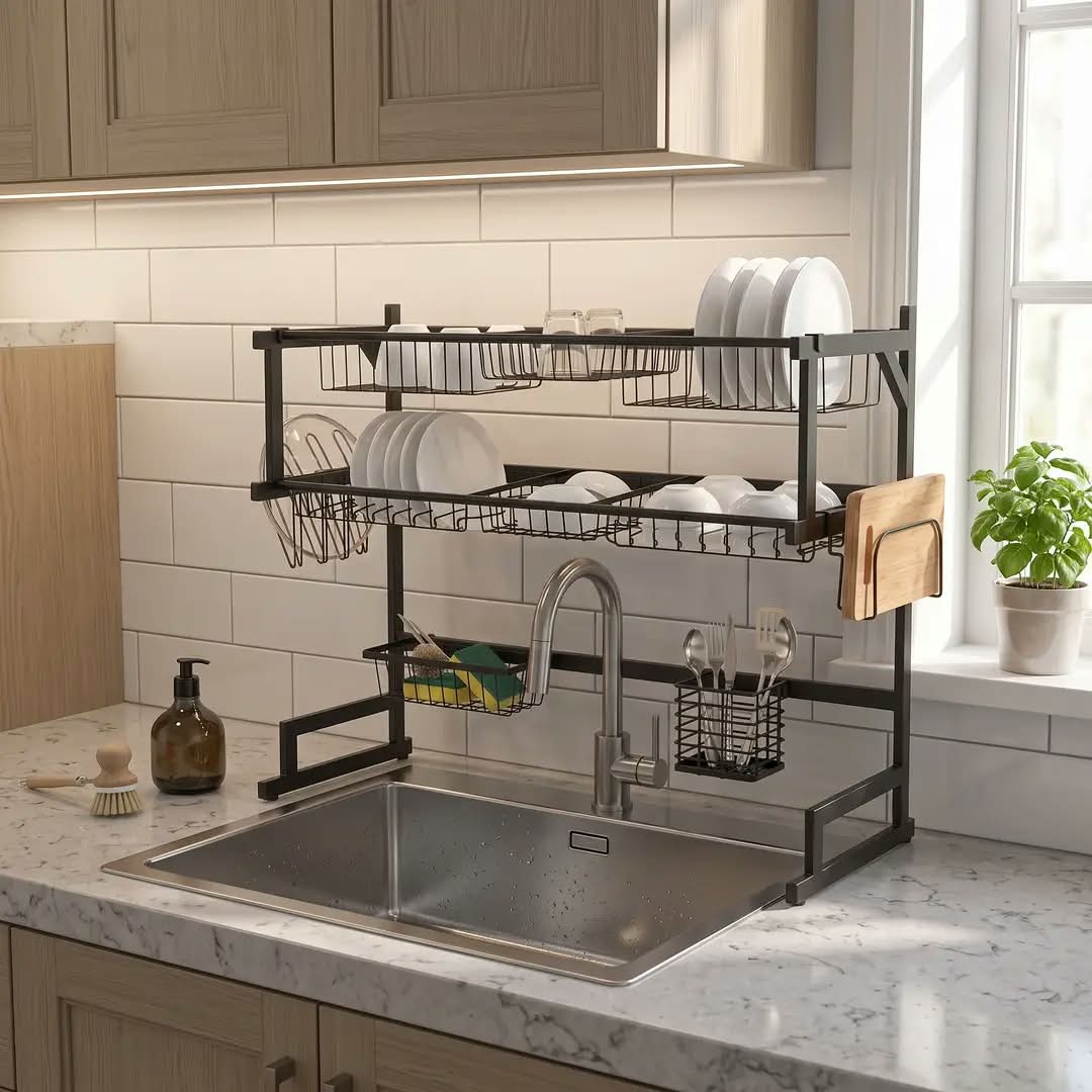 Over Sink Dish Drying Rack | Kitchen Sink Organizer & Dish Drainer | Space Saving Dish Rack for Kitchen