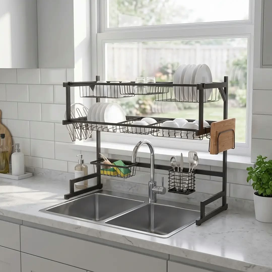 Over Sink Dish Drying Rack | Kitchen Sink Organizer & Dish Drainer | Space Saving Dish Rack for Kitchen
