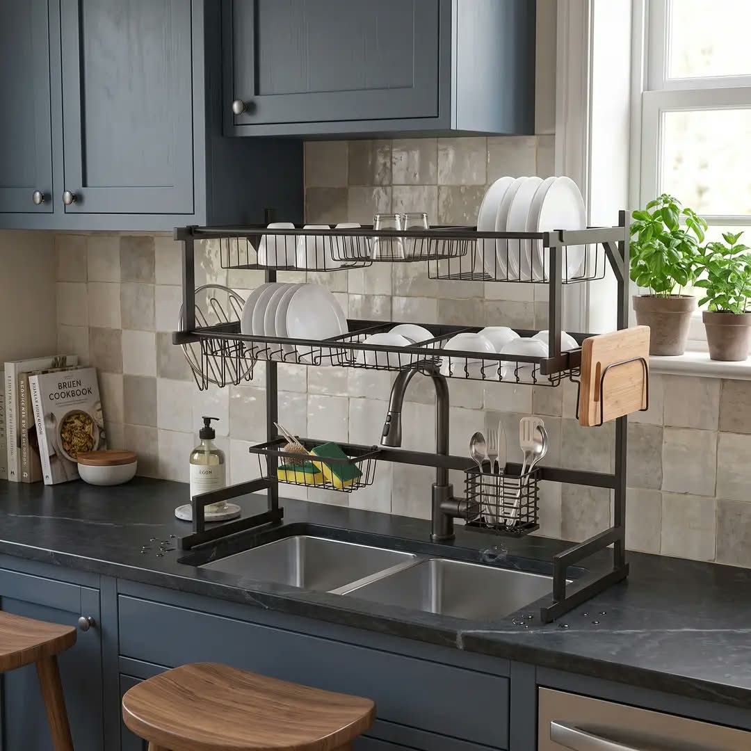 Over Sink Dish Drying Rack | Kitchen Sink Organizer & Dish Drainer | Space Saving Dish Rack for Kitchen